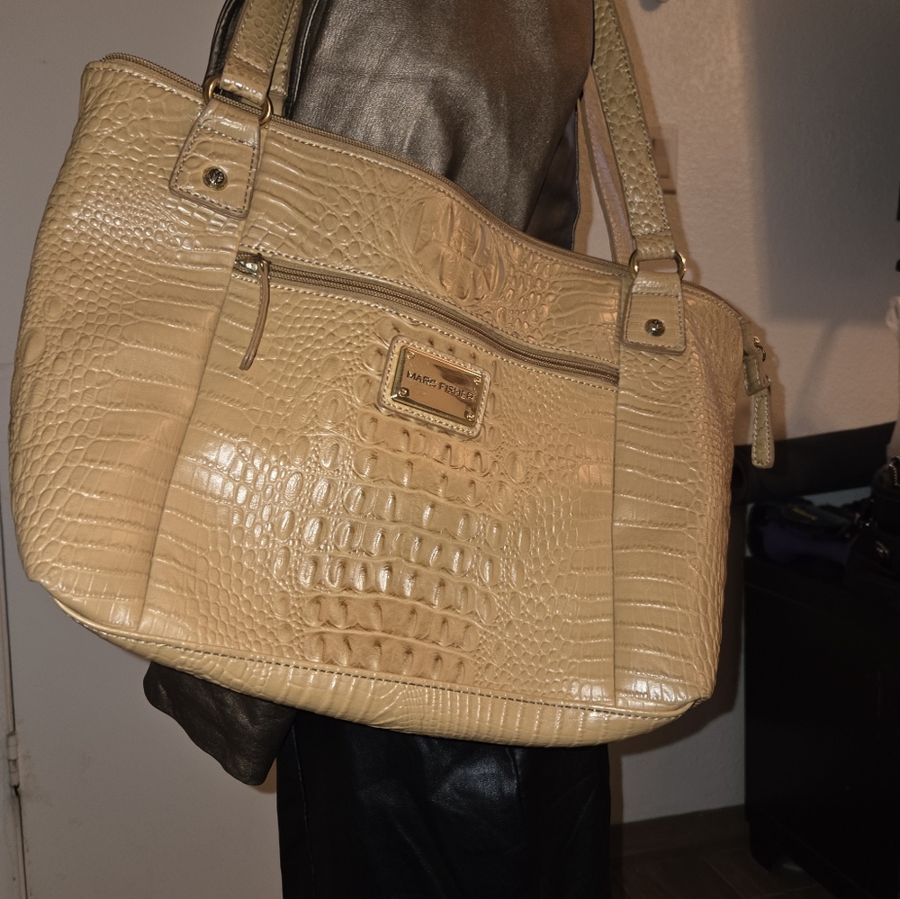 Marc Fisher Cream Croc-Embossed Women's Bag